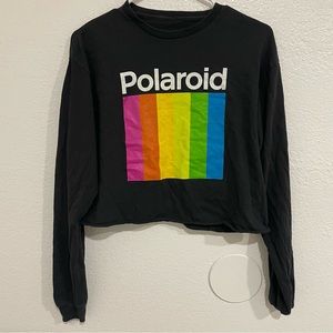 Polaroid Womens Black Long Sleeve Cropped Shirt